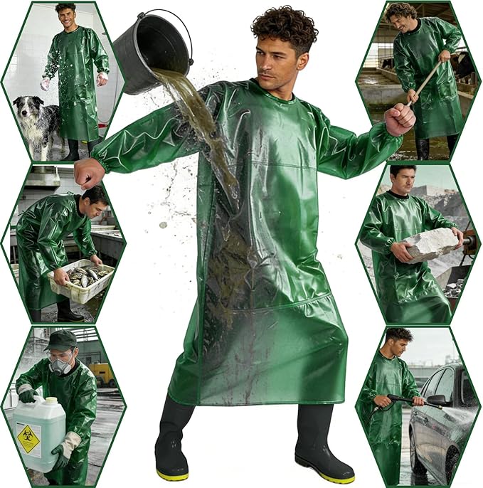 SUJAN Apron with Sleeves Splash Suit Waterproof Smock Chemical Resistant Safety Aprons Coverall