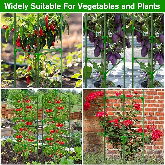 Tomato Cages for Garden, 4 Pack Tomato Cage Trellis, Garden Cage Heavy Duty Tomato Stake Support, Garden Stakes Plant Cage for Pots Plants Vegetables