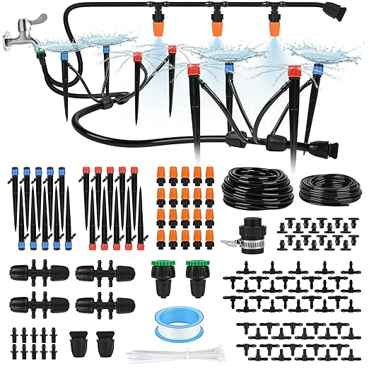 232FT(en) TATA Drip Irrigation System Automatic Garden Irrigation System Kit - Smart Drip & Sprinkler Watering System for Lawns, Flower, Vegetable Gardens -Water-Efficient Quick-Connect Fittings
