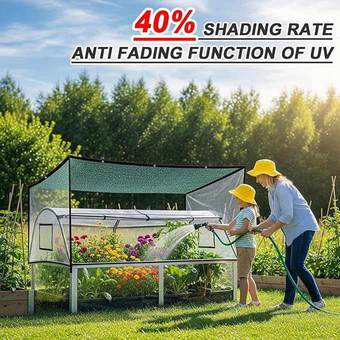 SUNNY GUARD 35-45% Sun Shade Cloth, 8 x 20 FT Green HDPE Mesh – Breathable Garden Shade Cover for Plants, Vegetables, Greenhouse, Patio, Chicken Coop & Dog Kennel