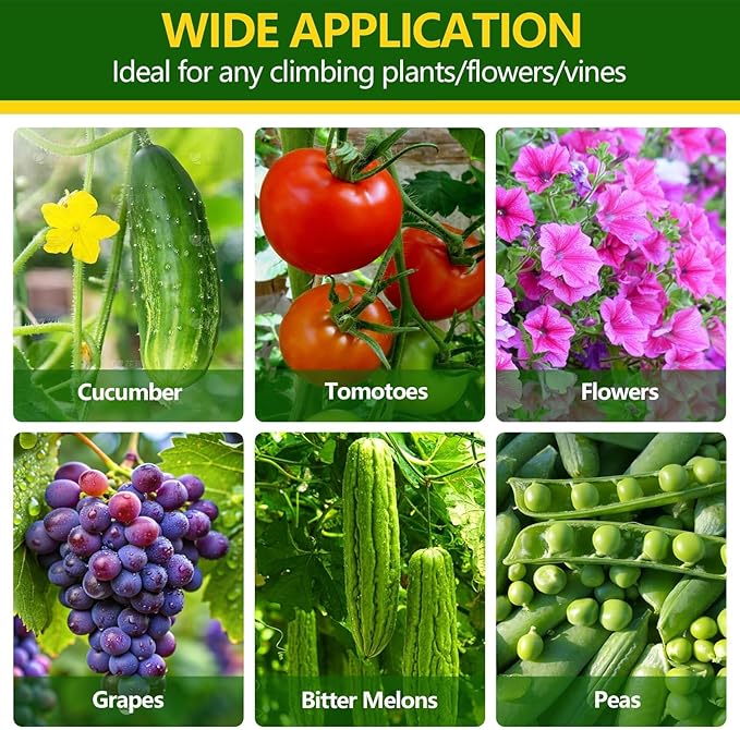 63" Tall Garden Trellis for Raised Bed Metal U-Frame Arch Tunnel Tomato Cage Plant Stakes Support with Garden Netting for Cucumber,Grapes,Peas, Zucchini,Vine,Bean,Flowers