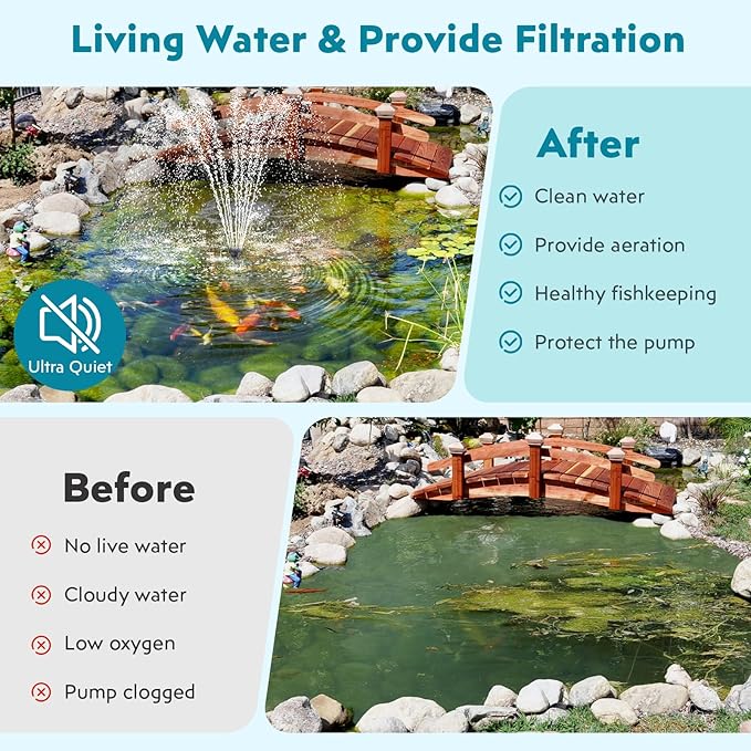 POPOSOAP 20W Solar Pond Filter with Fountain Pump, Solar Pond Pump and Filter Kit for Outdoor Pond Filter Box with Bio Media for Water Gardens, Ponds Up to 280 Gallons P3202