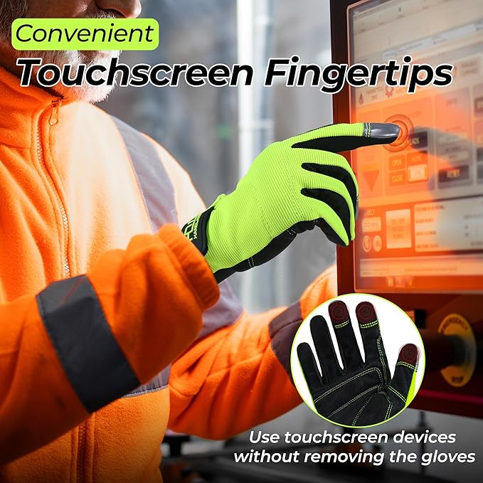 HANDLANDY Work Gloves for Men & Women, Utility Mechanic Working Gloves Touch Screen, Flexible Gardening Gloves for Yard