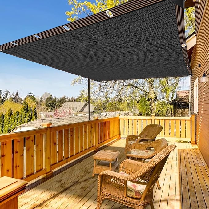 8 x 10 FT Shade Cloth - Garden Shade Mesh Netting with Grommets Outdoor Sun Shade Cover for Pergola Patio Plants Greenhouse Chicken Coop Black Shading Rate 90%