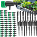 30 Pcs Adjustable Water Flow Irrigation Dripper with 30Pcs Irrigation Drip Emitters Support Stakes Watering Dripper Irrigation System Drippers for Garden Lawn Plants Succulents Flower Irrigation