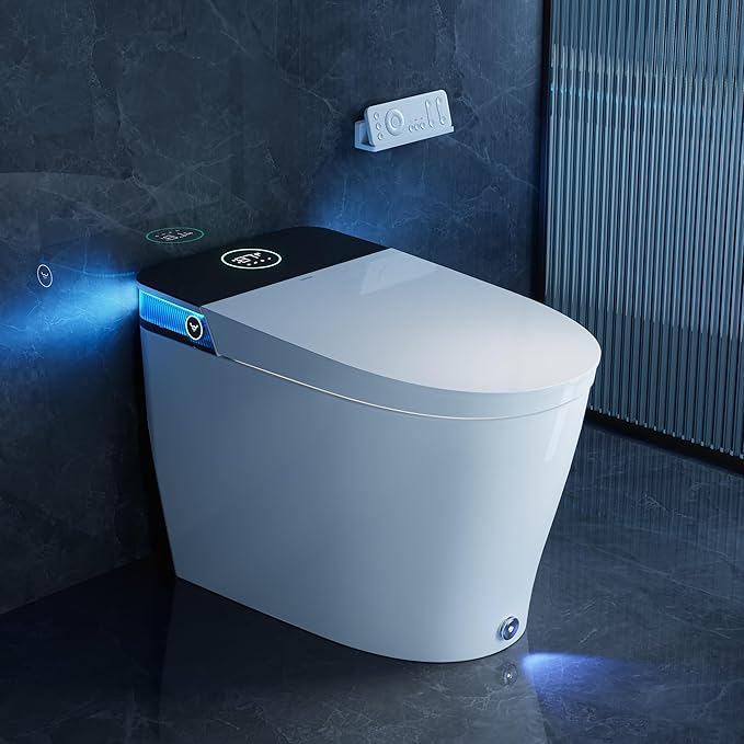 HOROW T38 Artistic Smart Toilet, Bidet Toilet with Powerful Flush, Auto Open/Close Lid, Instant Warm Water, Elongated Heated Seat, Dryer, Night Light, Deodorization