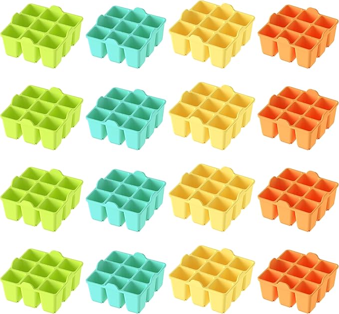 Silicone Seed Starter Tray - 16-Pack Seedling Starter Trays with Flexible Pop-Out Cells for Seed Starting, Indoor Gardening Reusable Plant Germination Trays, BPA-Free & Dishwasher Safe
