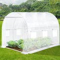 KANAGAWA 10'x7'x 7' Walk-in Tunnel Greenhouse with Watering System Heavy Duty Portable Green House Protect Gardening Plants 1 Zipper Mesh Door, 6 Roll-up Windows, Thickened galvanised Steel,White