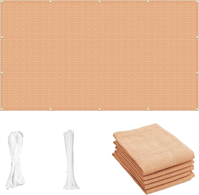 Cool Area Sun Shade Cloth with Grommets 9×10 FT Shade Panel Shade Tarp Screen Fabic for Outdoor Patio Pergola Cover Deck Garden, Peach Fuzz (Customized)