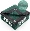 Cool Area 70% Sun Shade Cloth Mesh Tarp with Grommets for Plant Cover 20x20ft Patio Canopy Garden Pergola Greenhouse Car Barn Kennel Dark Green