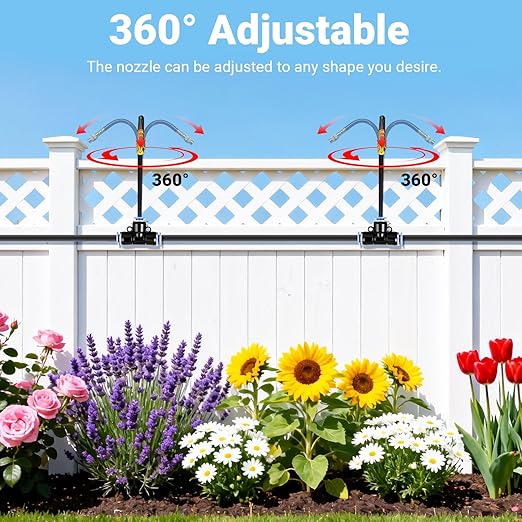Thiswing 100FT 360° Adjustable Irrigation System for Garden – 1/4" Tubing with 18 Nozzles, Watering Misting System, Sprinkler for Garden, Raised Bed, Lawn, Plants