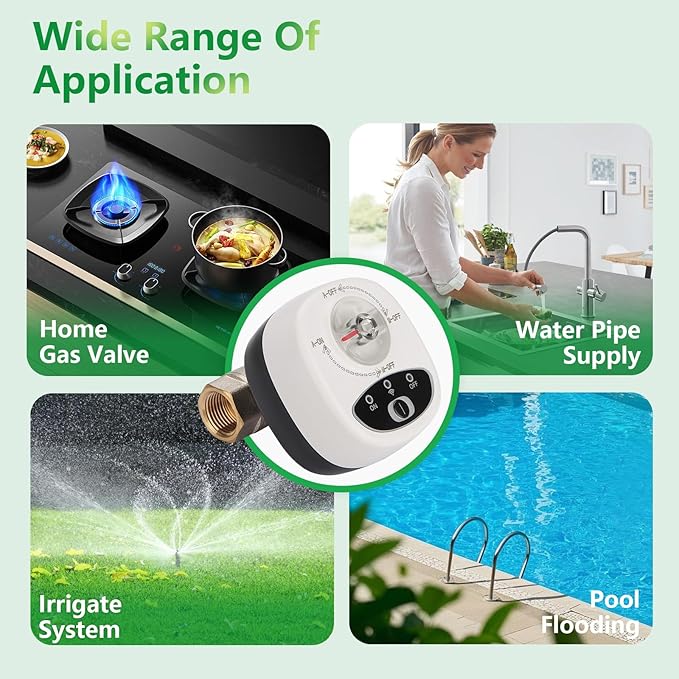 Wengart Smart Wi-Fi Water Valve Shut Off Tool,1/2‘’ Wireless Valve Controller for Water & Gas,eWeLink App,Alexa & Google Assistant,Remote Control & Timer,Emergency Manual Override,2.4GHz Wi-Fi
