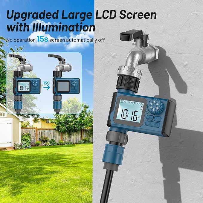Sprinkler Timer, Hoses Timer for Watering, Water Scheduling Device for Tube Programmable with Auto/Manual/Rain-Delay Watering System, Water Hoses Timers for Yard, Lawn, Pool (Blue)