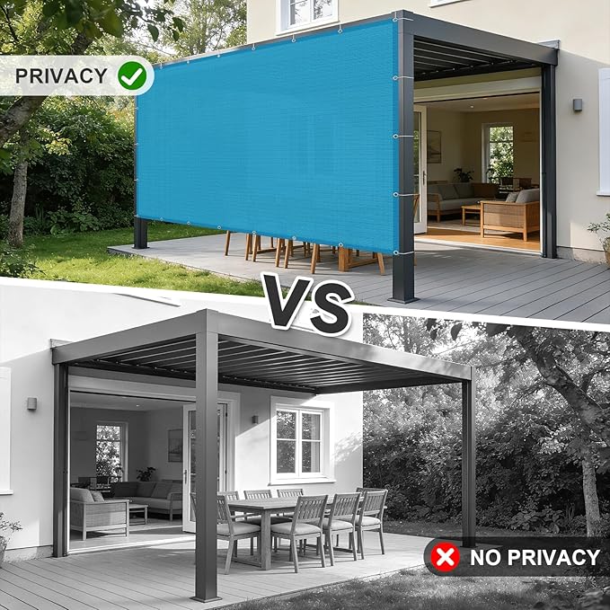 Cool Area Sun Shade Cloth with Grommets 7×7 FT Shade Panel Shade Tarp Screen Fabic for Outdoor Patio Pergola Cover Deck Garden, Turquoise Blue (Customized)