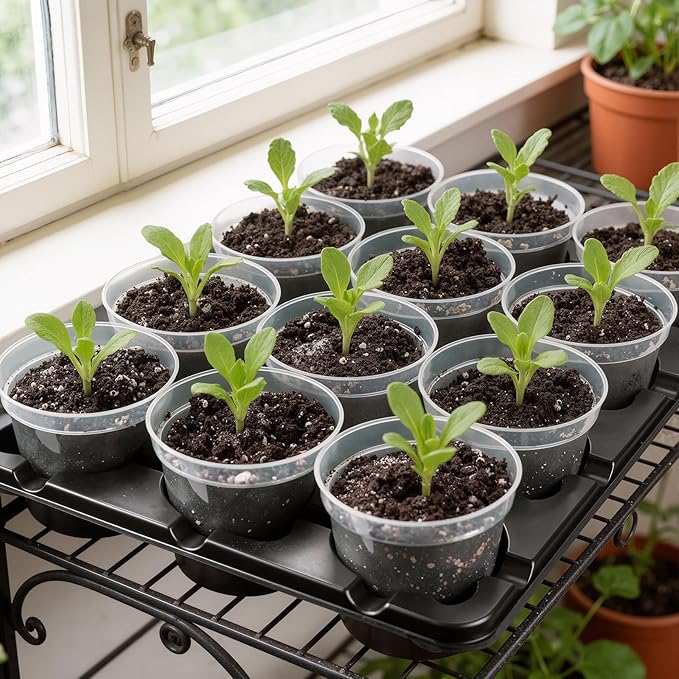 homenote 4 Inch Seed Starting Trays 10 Pack, 12-Cell Seedling Starter Trays for Indoor Outdoor Growing, Plant Starter Germination Trays for Pots Seedlings 4" Opening Compatible Pots