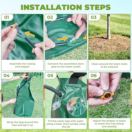 HIRALIY 20 Gallon Tree Watering Bag, 2 Pack, Slow Release 1-5 Days, Deep Root & Automatic Drip Irrigation System, for Multi-Trunk Newly Planted Small Trees and Shrubs