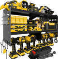 Spampur Power Tool Organizer Wall Mount with Charging Station, 15 Min Assembly & Maximum 420lb Load by Heavy Duty Metal, 8 Slots for Cordless Drill, Tool Battery Holder with 6 Outlet Power Strip