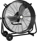 24" High Velocity Industrial Drum Fan, 8100 CFM 3-Speed Heavy Duty Metal Shop Fan for Workshops, Warehouse, Garage and Factory, UL Listed