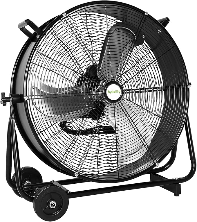 24" High Velocity Industrial Drum Fan, 8100 CFM 3-Speed Heavy Duty Metal Shop Fan for Workshops, Warehouse, Garage and Factory, UL Listed