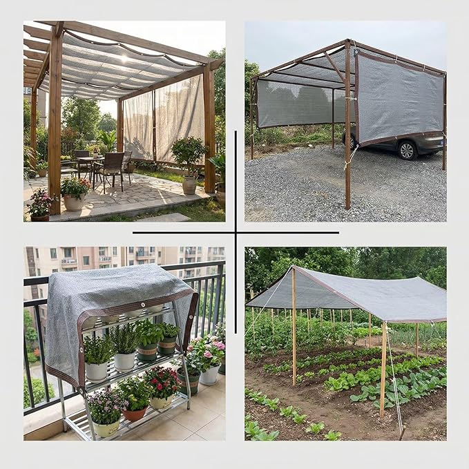 90% Shading Rate 49'x52' Gray Shade Cloth,UV Resistant Durable Mesh Tarp with Grommets&Reinforced Edges, Shade Net Using for Plants Cover, Greenhouse, Dog Kennel, Patio, Chicken House