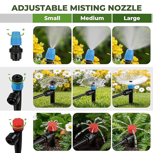 230FT Drip Irrigation System Kit, Quick Connect Garden Watering System, Complete Automatic Drip Irrigation Kit with 1/2" & 1/4" Tubing, Adjustable Emitters for Garden, Raised Beds & Greenhouse