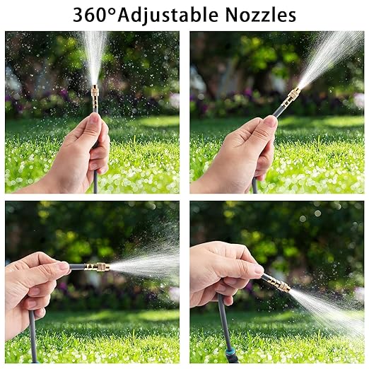 49FT 5/16" Quick-Connect Drip Irrigation System Kit, Automatic Garden Watering System with 15 Pcs Adjustable Spray Nozzles for Garden, Greenhouse, Yard, Lawn