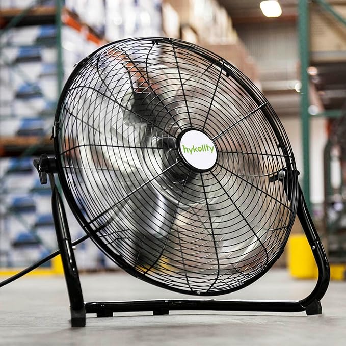 hykolity 20" High Velocity Floor Fan, 3-Speed 4650 CFM Heavy Duty Industrial Metal Shop Fan with Wall-Mounting System, Ideal for Commercial, Garage, Greenhouse and Gym