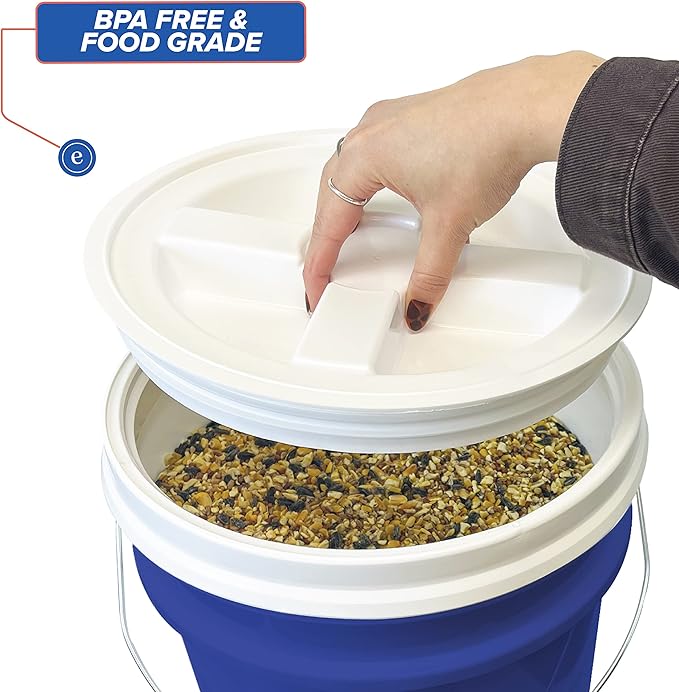 ePackageSupply 5 Gallon Bucket - Food Grade Bucket with Airtight Gamma Seal Screw-On Lid, BPA-Free, Heavy-Duty 90 Mil HDPE Plastic, Bulk Storage, Durable Container, Made in USA, Blue/White, 6 Packs