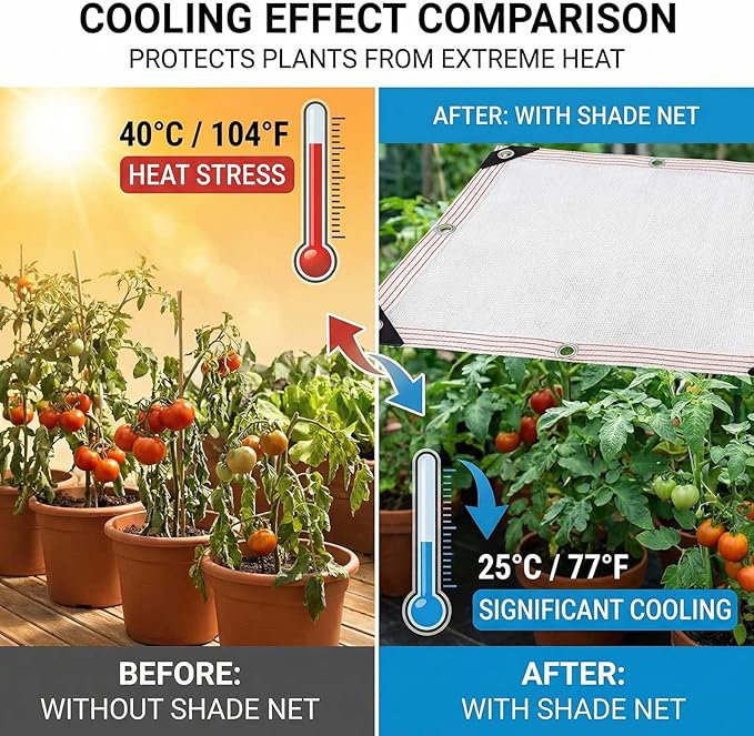 50% White Shade Cloth for Garden, Heavy Duty Sunblock Shade Net with Grommets, Breathable HDPE Mesh Tarp Fence Privacy Screen Sun Shade Cover for Greenhouse Patio Plant Chicken Coop(23x25ft)