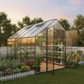 Kingdura 8x10ft Walk-in Greenhouse for Outdoors, Large Polycarbonate Greenhouses with Heavy Duty Aluminum Frame, Adjustable Roof Vent, Lockable Door, UV Protection for Outside Garden Backyard