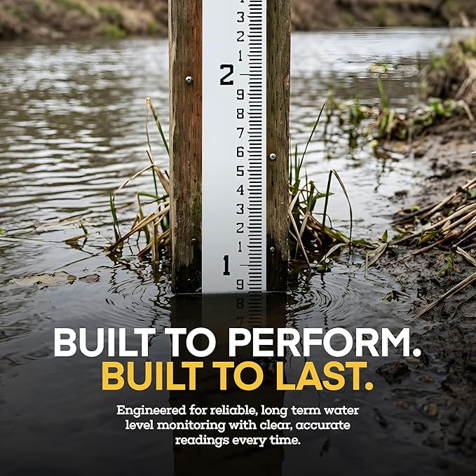AdirPro 7" Wide Stream Gauge - Heavy Duty Staff - All Weather Gauge - Flow Meters 0.5' - 5.5'(100ths/10ths/feet)