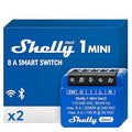 Shelly 1 Mini Gen3, WiFi & Matter Smart Relay Switch with Dry Contacts, 1-Channel 8A, Compatible with Alexa, Home Assistant, SmartThings & Google Home, DYI Garage Door Opener, No Hub Required (2 pack)