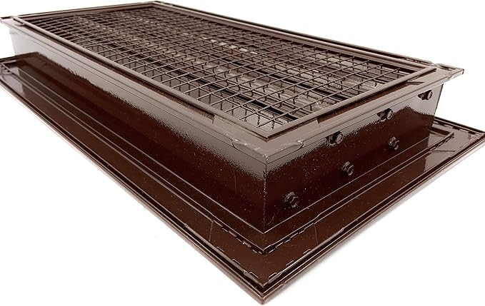 HVAC Premium 16"W x 8"H Aluminum Exterior Gable Louver Vent for Walls & Crawlspace - Weather-Resistant Air Grille with Screen Mesh - Brown [Outer Dimensions 17.75"W x 9.75"H]