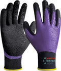 KAYGO Waterproof Work Gloves for Men and Women, Rubber Coated Non-slip Working Gloves for Garden, Outdoor Construction, KG150, Purple, L