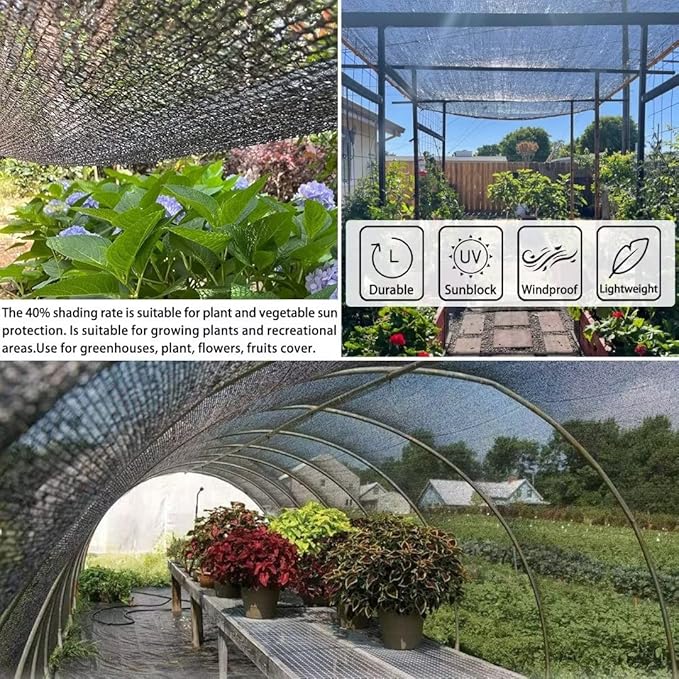 Shade Cloth for Plants Greenhouse, 40-50% Sunblock Shade Sails -for Outdoor Garden Pergola Patio Lawn Plant, Easier to Hang Sun Neting Cover for Kennel Chicken Coop