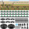 Kalolary 133FT Quick-Connect Drip Irrigation System Kit, Automatic Garden Watering System with 1/4" & 1/2" Tubing,Push-to-Fit Fittings & Adjustable Drip Emitters for Raised Garden Beds Greenhouse Lawn