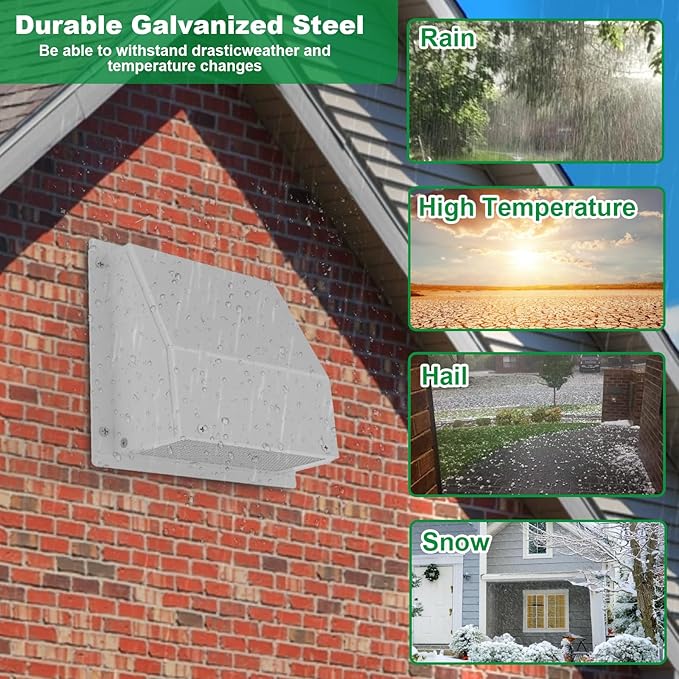 4 Inch Dryer Vent Cover Outside, Hooded Wall Vent with Screen & Damper - Stainless Steel Wall Exhaust Vent, Wall Vents Cover Cap External for Dryer Ventilation & Outdoor Air Ducts