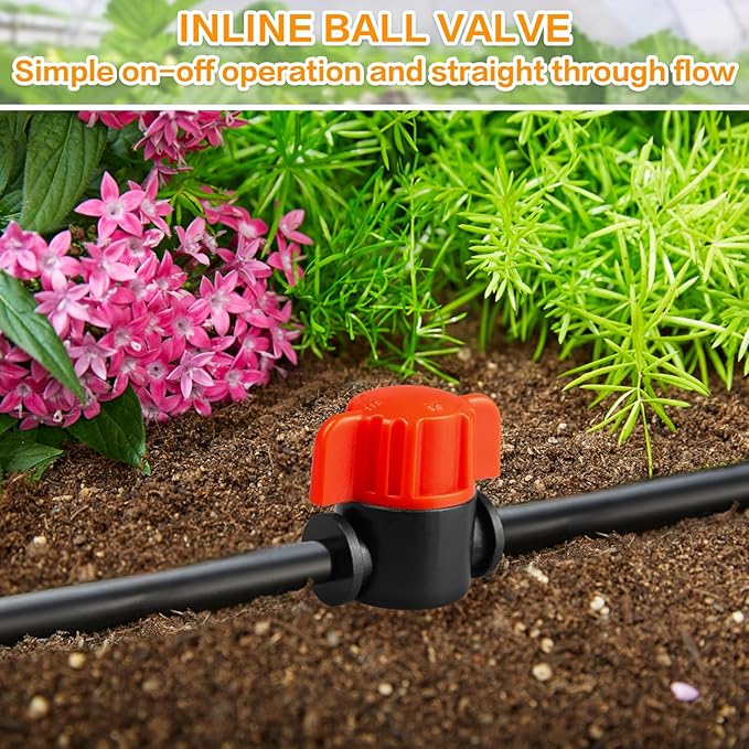 Gardrip 1/4" Drip Irrigation Valve - 25 Pack Shut Off Switch Fits 1/4 Inch Drip Tubing - Cut Off Valve for Garden Lawn Irrigation