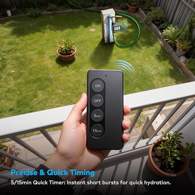 Sprinkler Timer with remote control, Programmable Water Timer for Garden Hose, Outdoor Hose Faucet Timed with 4 Plans/Rain Delay/Automatic Watering controller System, Digital Irrigation for Yard, Lawn
