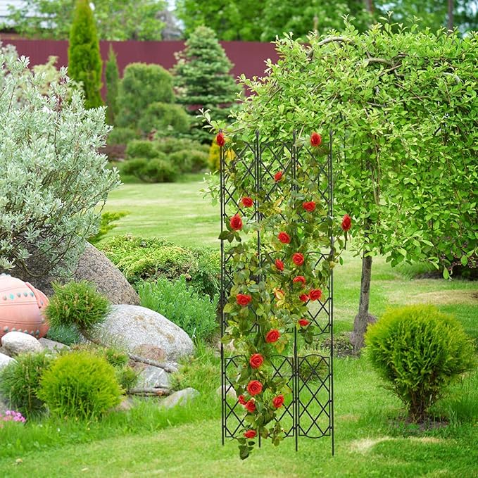 ibasenice Garden Trellis Steel Plant Support Stake for Climbing Plants Outdoor and Indoor, Adjustable 46.5-135cm Metal Climbing Screen for Courtyard and Potted Vines