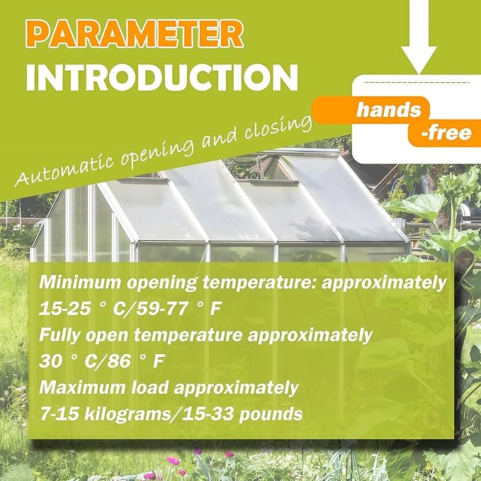 Greenhouse Window Opener Replacement Cylinder Solar Heat Sensitive Powered Roof Vent Kit Automatic Greenhouse Accessories Tool Load Capacity of 15 lbs(2PCS)