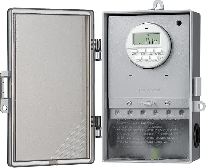 DEWENWILS Pool Pump Timer, Outdoor Digital Timer Box with Transparent Case, 2HP 40A 120-277 VAC, 7-Day 20 ON/Off Programmable Timer Switch for Water Heater, Pool Pump, SPA, Motor, ETL Listed
