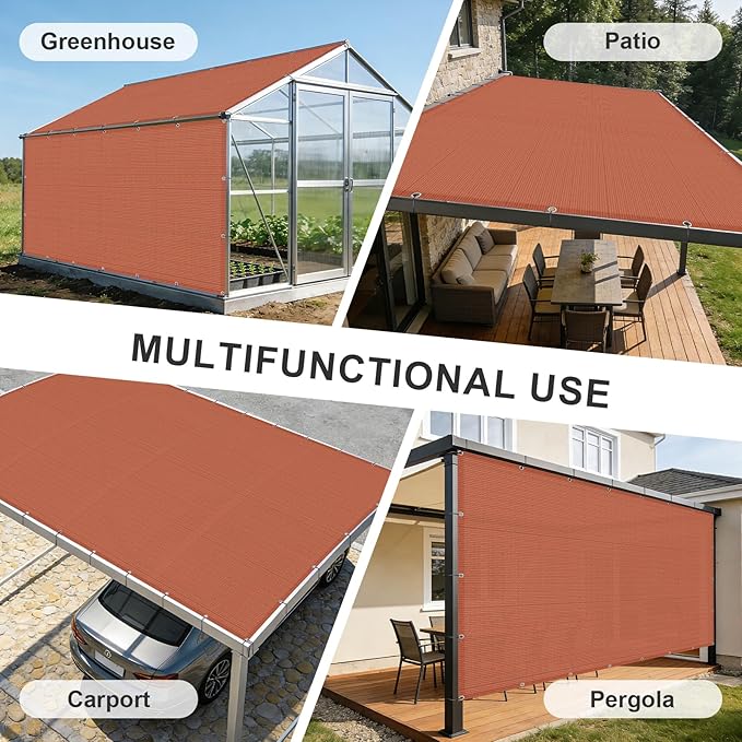 Cool Area Sun Shade Cloth with Grommets 10×17 FT Shade Panel Shade Tarp Screen Fabic for Outdoor Patio Pergola Cover Deck Garden, Terra Red (Customized)