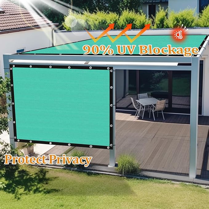 Shade&Beyond Customized Size 12' X 24' Shade Cloth with Grommets, 90% UV Protection UV Protection Mesh Tarp Sun Screens for Patio GN04, Turquoise