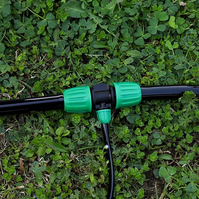 10 Pcs 1/2 to 1/4 inch Garden Hose Tubing Irrigation Fittings,3-Way Anti-Leak 1/2'' to 1/4'' Locked Barbed Drip Irrigation Tee Connectors (1/2"IDx0.6-0.63"OD) 1/2'' to 1/4'' Irrigation Tubing Fitting