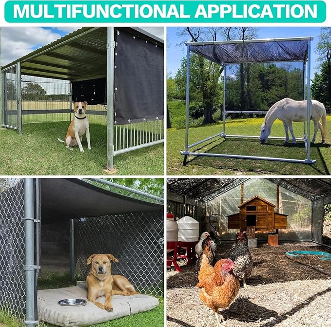 Royal Shade 6' x 4' Black 90% Shade Cloth Dog Kennel Shade Mesh Tarp Sunblock with Grommets for Dog Kennel Cover, Fence Privacy Screen, Greenhouse, Chicken Coop & Pet Playpen (We Make Custom Size)