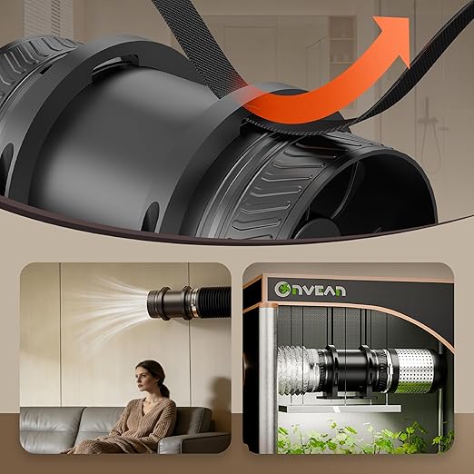 4 Inch Inline Duct Fan Kit with Speed Controller, Quiet DC-Motor Ventilation Exhaust Fan for Heating Cooling Booster, Grow Tents, Hydroponics Comes with Base Cord Screw