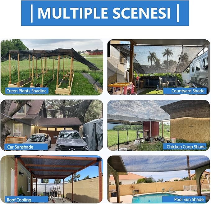 AHWEKR Shade Cloth 90% Sunblock Net for Garden Patio,Shade Sails for Plants Greenhouse Outdoor Pergola Lawn Swimming Pool Sun Shade Cloths for Chicken Coop Easier Hang Shade Net Cover 24ft x 50ft