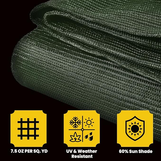 Core Tarps 60% Green Shade Cloth with Grommets - 10 X 12 FT Heavy Duty Mesh Tarp - Sun Shade Cloth for Garden Vegetables Plants Greenhouse Outdoors Backyard Fences Dump Trucks Patio Mesh Shade Tarp