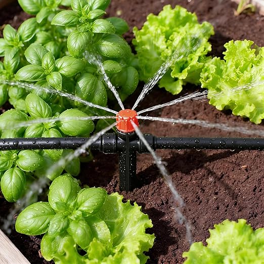 20 Pack Two Way Quick Connect Drip Emitters Set for 1/4" Irrigation Tubing, Adjustable 360 Degree Water Flow Irrigation Sprayer Vortex Emitter+Stream Dripper for Garden Watering System
